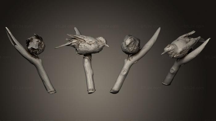 Bird figurines (Graycheeked Thrush, STKB_0156) 3D models for cnc